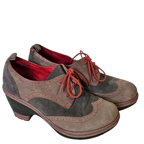 Jambu heels, Seattle oxford, gray/red. Size 8. - Picture 1 of 6